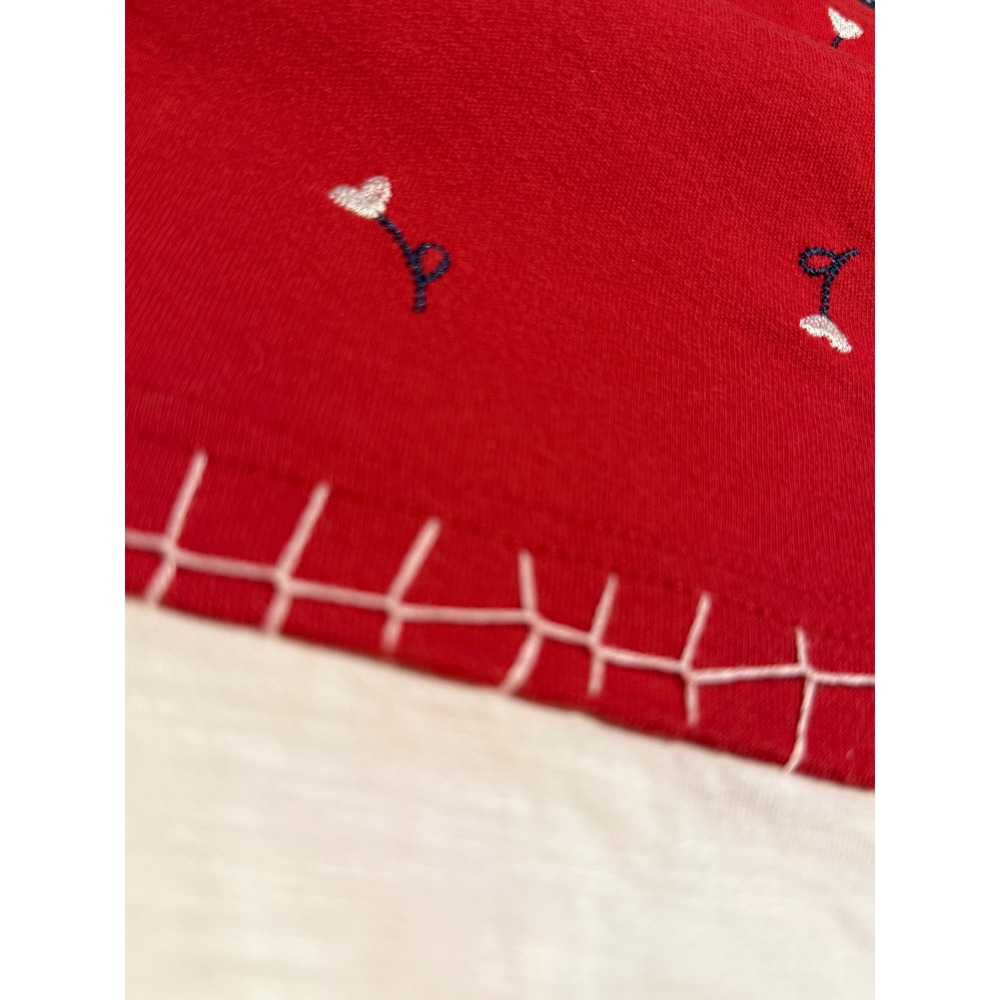 Koret City Blues Top Women Medium Red Good Embroidered Layered Floral Casual - Picture 7 of 9